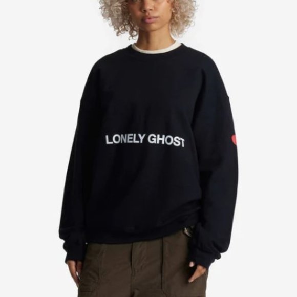 Lonely Ghost Heart On My Sleeve Crewneck Sweatshirt | Black | XXXL - Picture 1 of 8